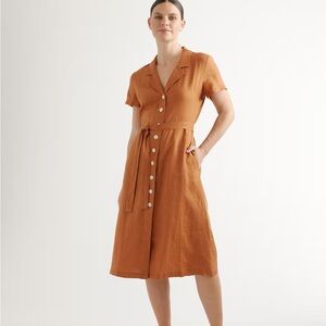 Elegant Brown Button-Down Dress